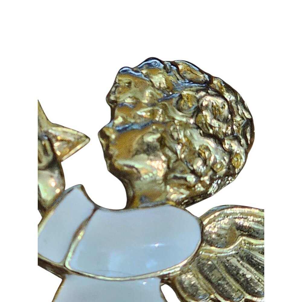 Vintage Signed SFJ Christmas Holiday Angel Star Statement Pin Enamel - Picture 5 of 6